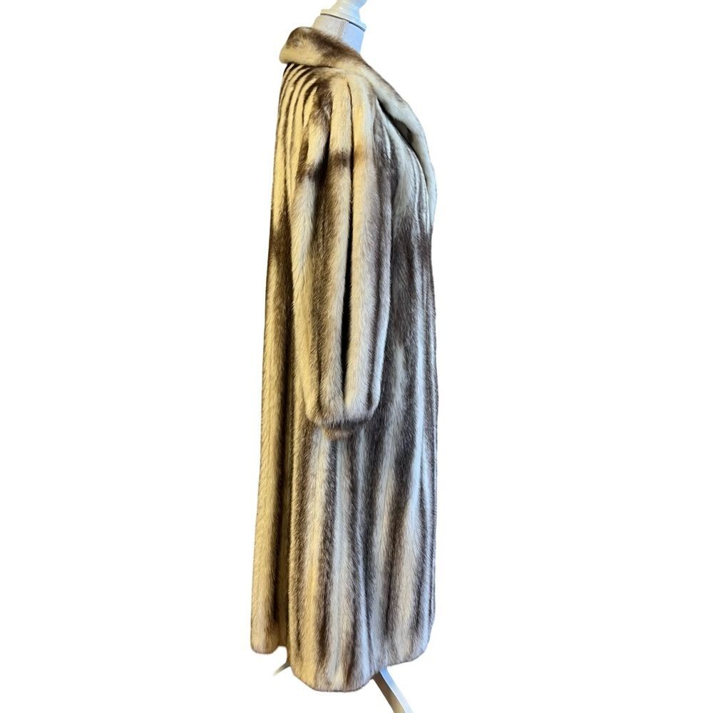 Saga Mink Natural Let Out Brown Cross Female Mink Fur Coat Size M Genuine Womens - Picture 4 of 14